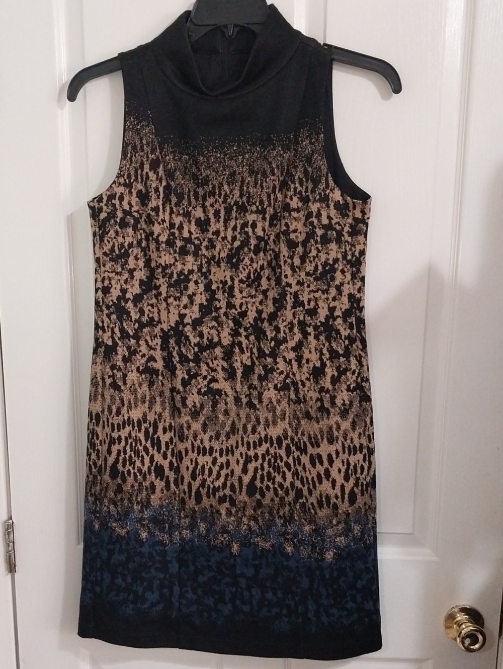 W by Worth 6 Leopard-Print Midi Dress in Tan and Navy Ombre